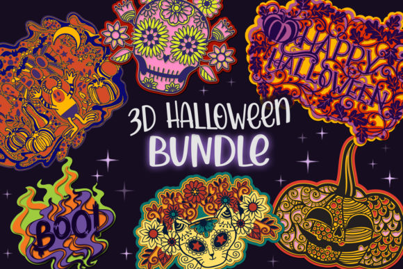 Download 3D Halloween Bundle - 8 Layered SVG Item - Item Collection