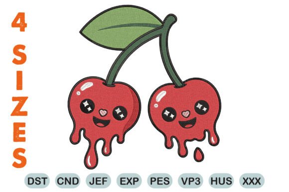 Download Kawaii Dripping Cherry Embroidery Design - Embroidery design Collection