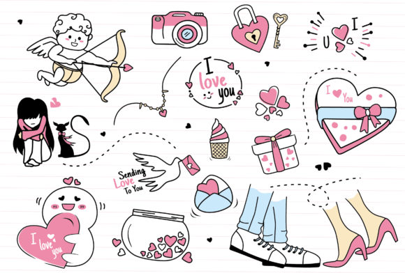 Download Doodle Valentine Clipart Collection Set - Doodle valentine Collection