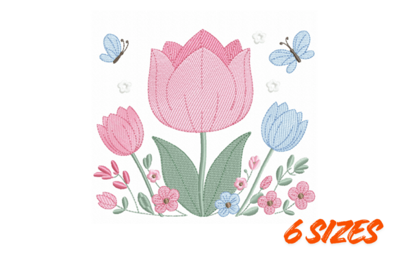 Download Tulip Floral Embroidery Design File Set - Embroidery design Collection