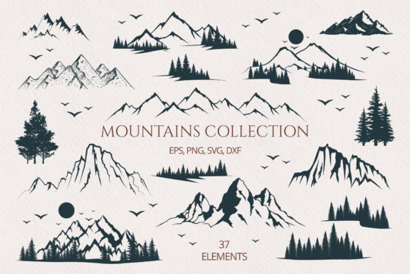 Download Hand Drawn Mountains &amp; Forest Collection - Hand drawn Collection